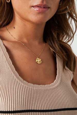 collar de bolas con flor sencilla - oro h5 Imagen3
